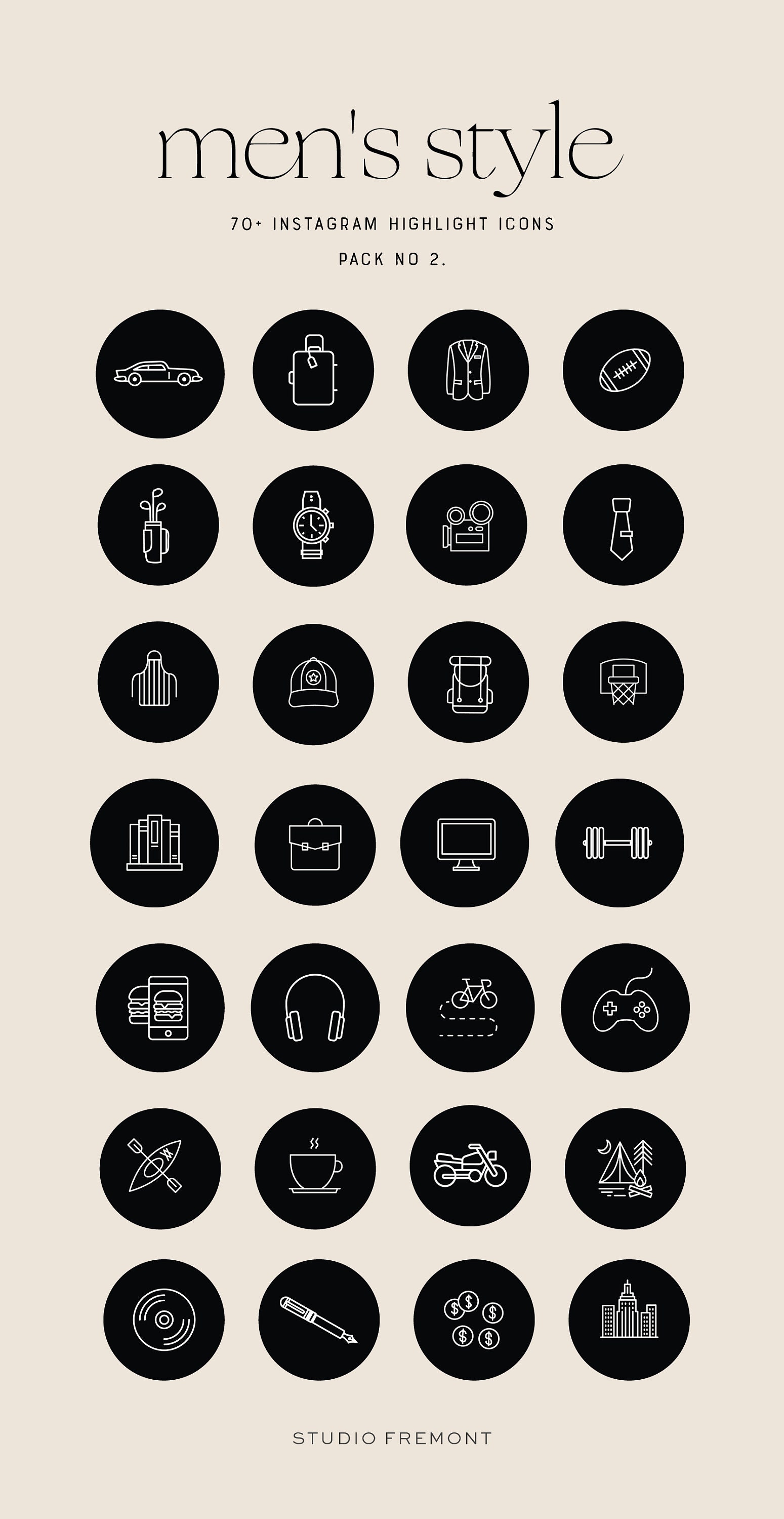Modern Men's Instagram Highlight Covers, Black Grey Navy Instagram ...