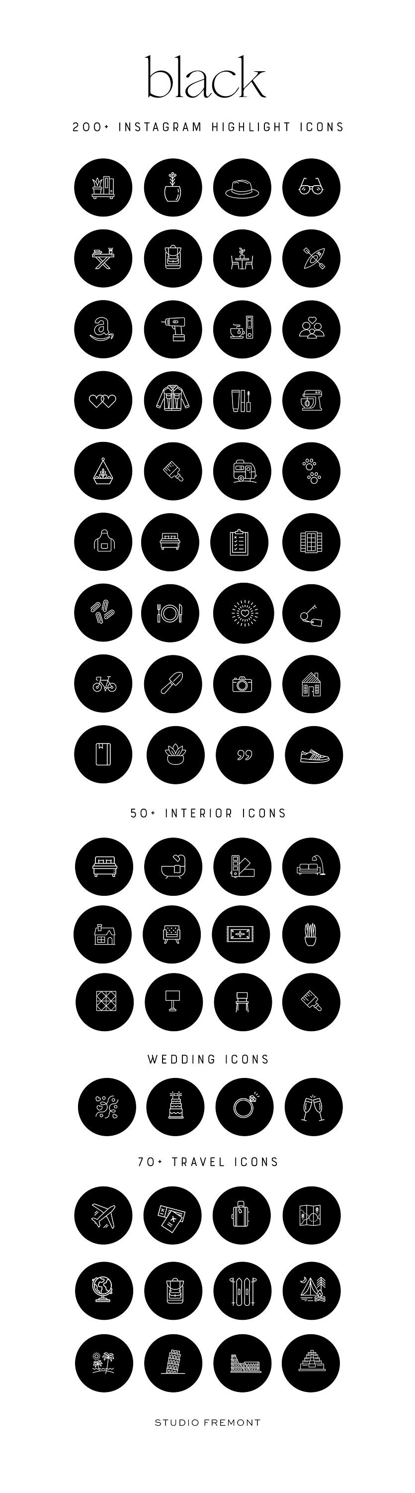 200+ Black Instagram Highlight Covers, Instagram Story Icons, IG ...