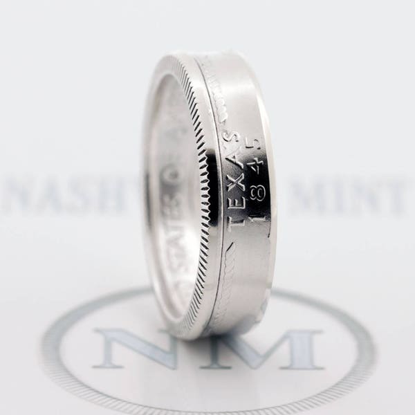 TX 2004 Silver Proof Quarter Coin Ring US Texas State 15th Wedding Anniversary 15 Year Old Birthday Gift Her Mens Christmas Gift Him Sz 3-13