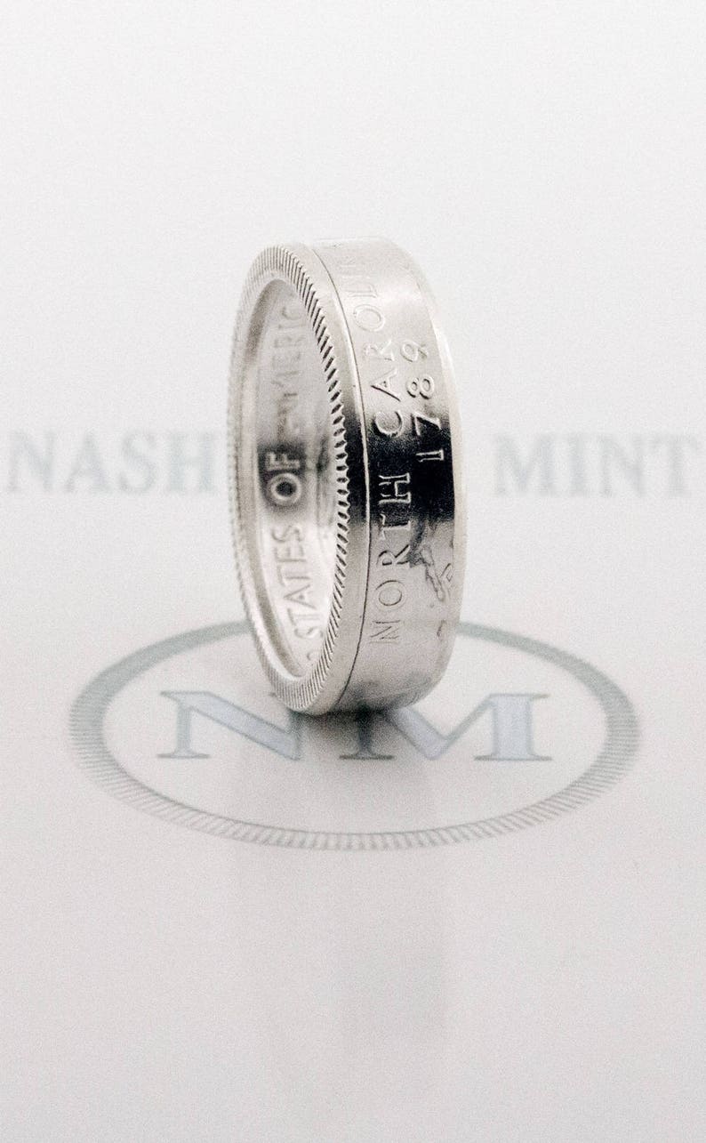 Coin Ring 2001 Silver Quarter Coin Rings 18th Birthday Gift 18 Year Anniversary Band New York North Carolina Rhode Island Vermont Kentucky image 2
