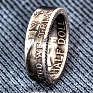 Coin Ring 1948-1963 Silver Half Dollar Coin Ring 60th Birthday Gift Wedding Band Liberty CoinRing Franklin In God We Trust Coin Ring Sz 6-17