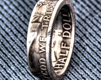 1956 Silver Half Dollar Coin Ring Sizes 6-16 62nd Birthday Gift Wedding Band Liberty CoinRing Ben Franklin In God We Trust Ring US Coin-Ring