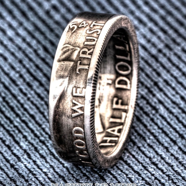 1957 Silver Half Dollar Coin Ring Sizes 6-16 62nd Birthday Gift Wedding Band Liberty CoinRing Ben Franklin In God We Trust Ring US Coin-Ring