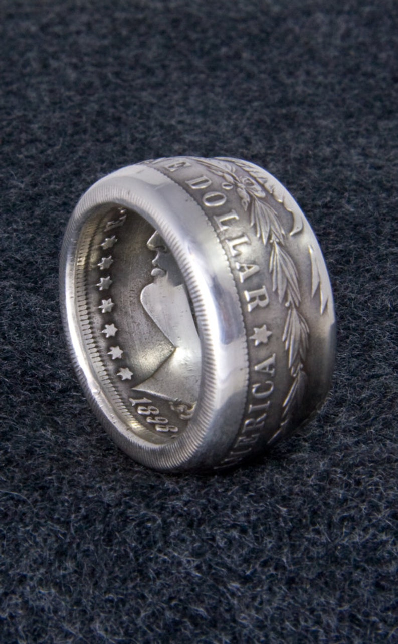 CoinRing 1898 Silver Dollar Coin Ring Size 1021 Mens Etsy