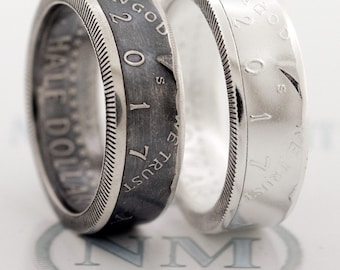 2000 Silver Half Dollar Coin Ring 23rd Wedding Anniversary 23 Year Old Birthday Gift Man Woman Band Sizes 6-17 In God We Trust JFK CoinRings