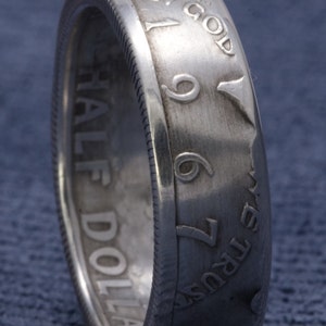 Coin Ring 1967 Silver US Half Dollar CoinRing JFK Kennedy 56th Birthday Gift 56 Year Wedding Anniversary Band Gift Size 6-17 In God We Trust