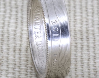 Coin Ring 2011 Silver Quarter CoinRings Pennsylvania Montana Washington Mississippi Oklahoma Wedding Band 8th Anniversary Gift ATB Size 3-13