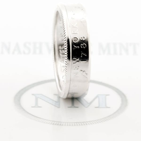 NY Silver Coin Ring 2001 Silver Quarter Coin Rings 24th Birthday Gift 24 Year Anniversary Band New York NYC Silver Band