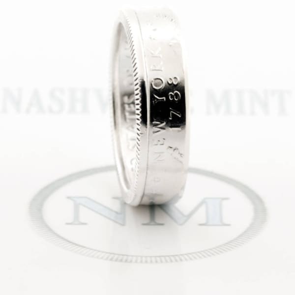 NY Silver Coin Ring 2001 Silver Quarter Coin Rings 18th Birthday Gift 18 Year Anniversary Band New York NYC Silver Band