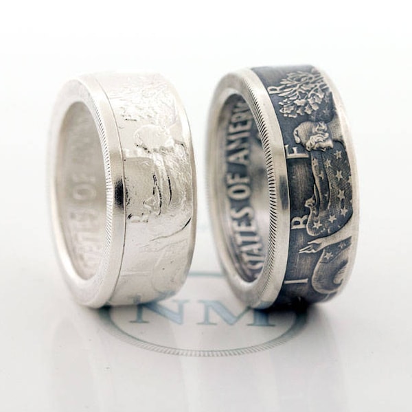 1986 Silver Dollar Coin Ring 37th Birthday American Eagle Size 9-25 Large Wide Silver Anniversary Wedding Big Band Walking Liberty CoinRings