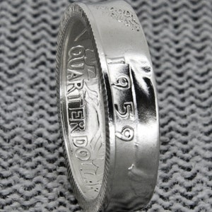 Coin Ring 1950-1959 Silver CoinRings US Washington Quarter Wedding Ring Band 69th 68th 67th 66th 65th 64th 63rd 62nd 61st 60th Birthday Gift