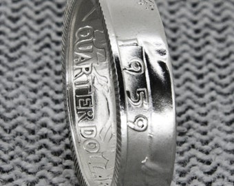 Coin Ring 1950-1959 Silver CoinRings US Washington Quarter Wedding Ring Band 69th 68th 67th 66th 65th 64th 63rd 62nd 61st 60th Birthday Gift