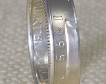 Coin Ring 1995 Silver Proof Washington Quarter Coin Ring 24th Birthday 24 Year Wedding Band Silver Anniversary Gift CoinRing IN GOD We TRUST