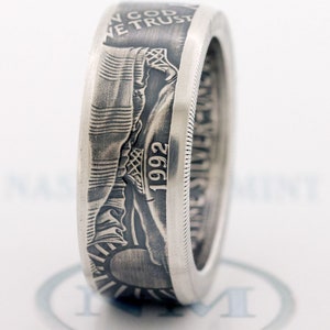 Coin Ring 1986-1999 Silver Dollar Coin Ring American Eagle Sz 10-25 Double Sided SAE Sterling Silver Anniversary Gift Wedding Band Large Big