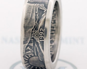 Anillo de moneda de dólar de plata de 1986-1999, tamaño 10-25, águila americana, doble cara, SAE, regalo de aniversario de plata esterlina, alianza de boda grande
