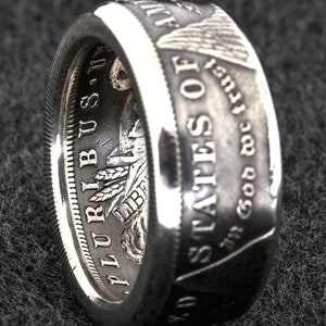 1921 Silver US Morgan Dollar Coin Ring Double Sided Sizes 10-22 Unique Gift Mens Large Coin Ring Wedding Band 100th Birthday Gift CoinRing