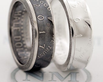 2004 Silver Half Dollar Coin Ring 19th Anniversary Wedding Band 19 Year Old Birthday Gift Men Women US Sizes 6-17 In God We Trust Coin Rings