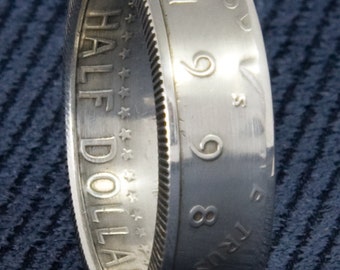 Coin Ring 1992-2000 Silver Proof Half Dollar Coin Ring JFK Kennedy US 50 Cent Dollar CoinRing Sz 6-18 Birthday Gift Wedding Band Anniversary