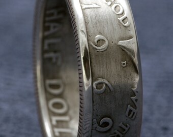 1968 Silver Half Dollar Coin Ring 55th Birthday 55 Year Wedding Anniversary Gift Liberty US Ring Sizes 6-17 Kennedy In God We Trust CoinRing