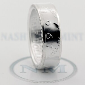 1965 Silver Half Dollar coin ring with Polished Finish