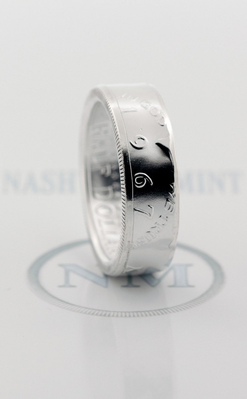 1965 Silver Half Dollar coin ring with Polished Finish