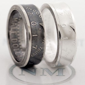 Anello con moneta da mezzo dollaro in argento del 2000, regalo per il 25° anniversario, regalo di compleanno per 25 anni, fede nuziale per uomo e donna, taglia USA 6-17, in God We Trust JFK CoinRings