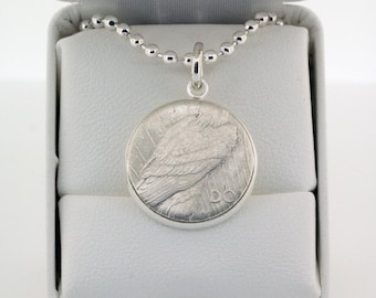 Center Cut Silver Eagle Peace Dollar Pendant Handmade from a Silver Peace Dollar Coin Ring Wife Wedding Anniversary Groom Gift Pendant Charm