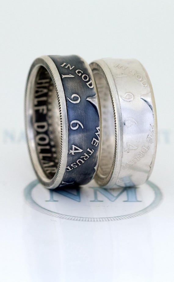 1965 Silver Half Dollar Coin Ring 60th Birthday Gift 60 Year Anniversary CoinRing US JFK Kennedy Size 6-17 In God We Trust Silver CoinRings