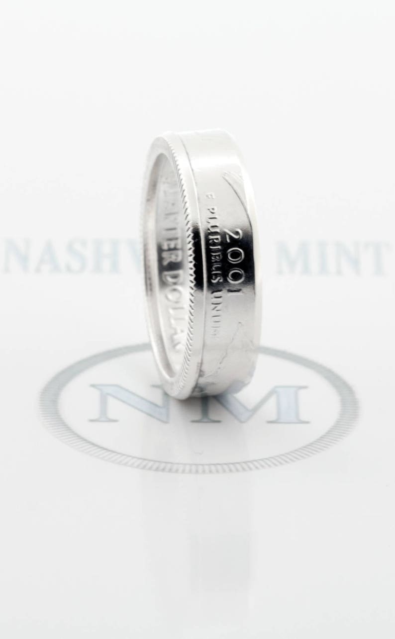 Coin Ring 2001 Silver Quarter Coin Rings 18th Birthday Gift 18 Year Anniversary Band New York North Carolina Rhode Island Vermont Kentucky image 3