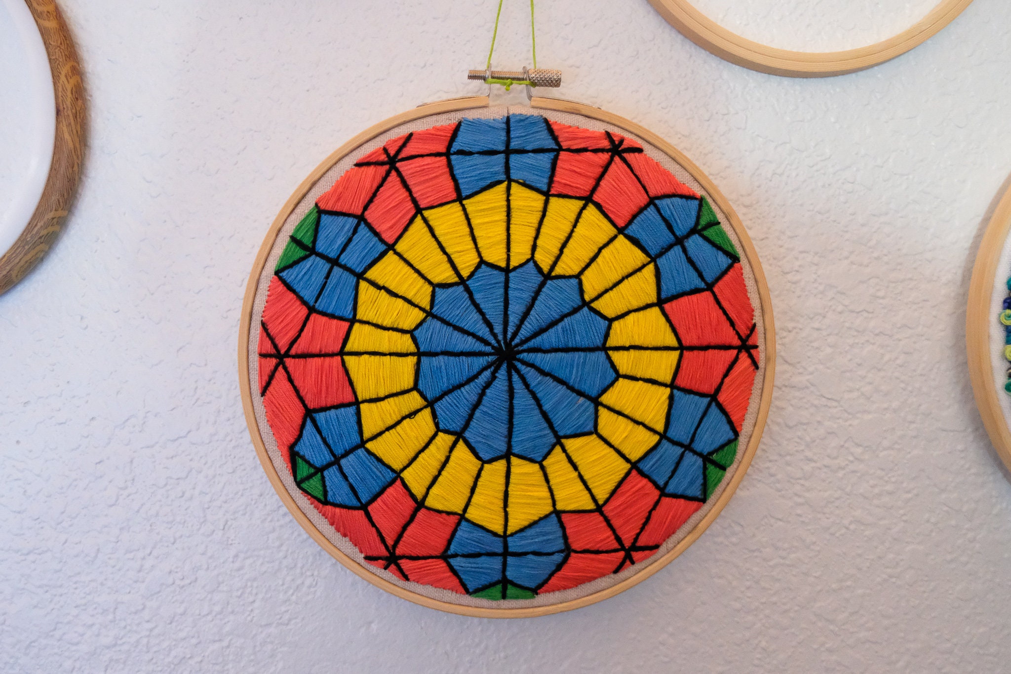 Stained Glass Embroidery Stained Glass Art Stained Glass Inspired Art Finished Embroidery Hoop Travel inspired embroidery Iran art