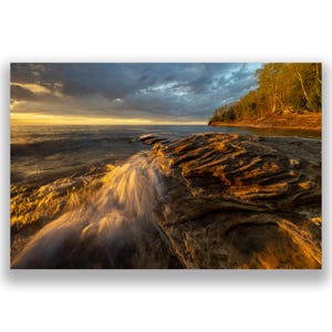 Fine Art Print - Lake Superior Sunset at Miners Beach - Michigan Upper Peninsula - Free Shipping