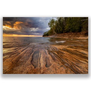 Fine Art Print - Lake Superior Sunset at Pictured Rocks - Michigan Upper Peninsula - Free Shipping