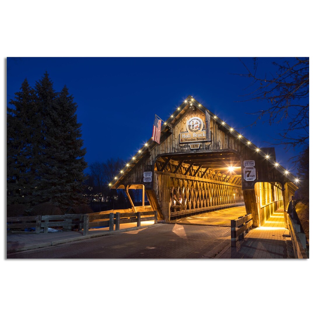 Fine Art Print - Covered Bridge in Frankenmuth Michigan at Night - Free ...