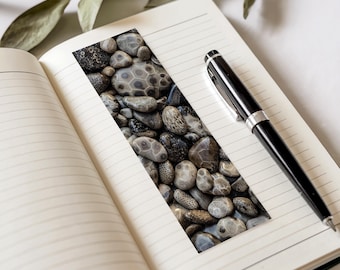 Petoskey Stones Bookmark, Lakes Beach Fossil Art, Michigan Pride (2" x 6")