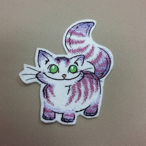 Cheshire Cat iron on patch, alice in wonderland, Fluffy Cheshire Kitty patch, for clothes, patches for jackets, large patch, cute cat,