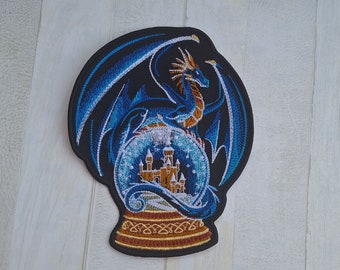 Fantasy Dragon Embroidered iron on Patch, Customizable for Jackets, Backpacks and Back Patches