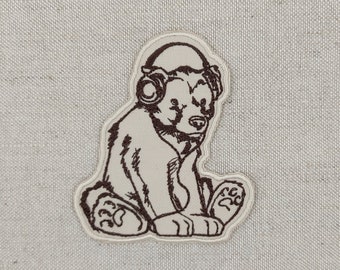 Naszywka do prasowania Rockin' Bear na odzież lub koszulkę Brązowy niedźwiedź grizzly Dzikie zwierzę leśne Vintage Naszywka Uroczy prezent dla miłośników zwierząt