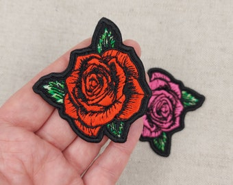 Patch thermocollant rose rouge, applique rose, patchs pour vestes, patch floral, patchs tumblr, jolie rose, patchs fantaisie