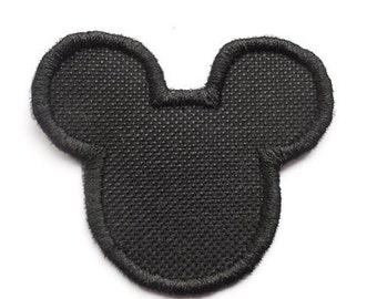 Mickey Mouse patch, Silhouette patch, Fabric Embroidered , small applique patch,  Iron On Sew Applique