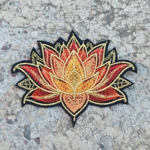 Lotus flower iron on patch for Jacket Patches