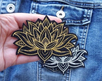 Lotus flower iron on patch