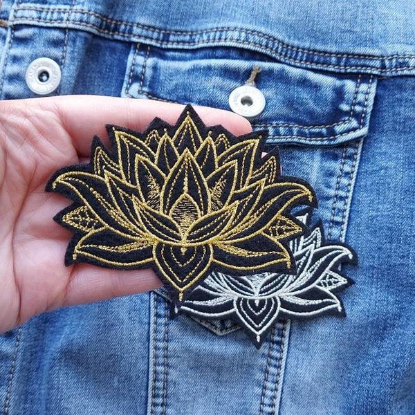 Lotus flower iron on patch