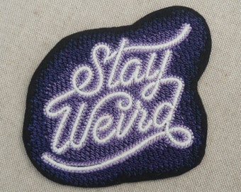 Stay Weird in Neon iron on patch, neon sign, Patches for jackets, Large patch, sew on applique, neon light,