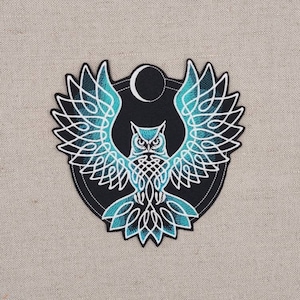 Mond Aufnäher Eule, Aufnäher für Jacken, Applikation Tier, Aufnäher für Jacken, Natur Patch, süßer Patch, Custom Patch, Wandern Patch