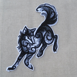 Dark Wolf iron on patch for jackets, embroidered iron on patch, patches for jeans, patch, patches for backpack, large patch, animal patch