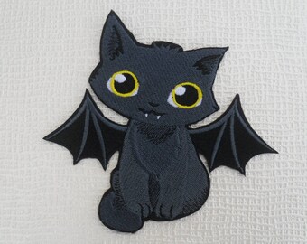 Remendo de gatinho remendo de Halloween remendo de ferro em acessórios remendo de gato gato preto decoração de gato remendo engraçado remendo de jaqueta decoração de casa morcego preto gato