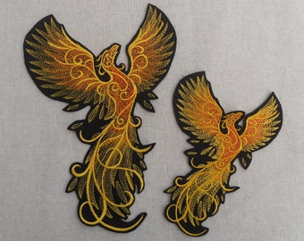 Yellow Phoenix bird embroidered iron on patch, embroidered iron on patch, patches for jeans, patch for jackets, patches for backpack,