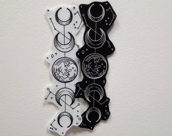 Opstrijkpatch Sun and Moon, Vintage Celestial, Sun and Crescent Moon-patch, Patches voor jassen