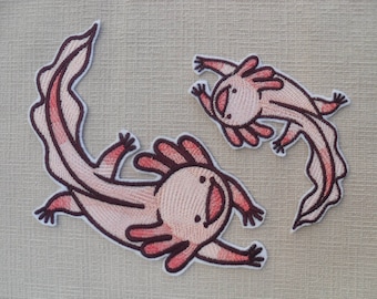 Axolotl iron on patch Adventurous Axolotl patches Axolotl happy Axolotl iron on Patch Patches for jackets