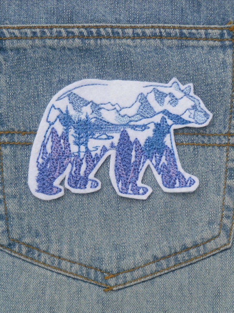 Wild Bear iron on patch Iron on Patch Patches for jackets Wild Stream